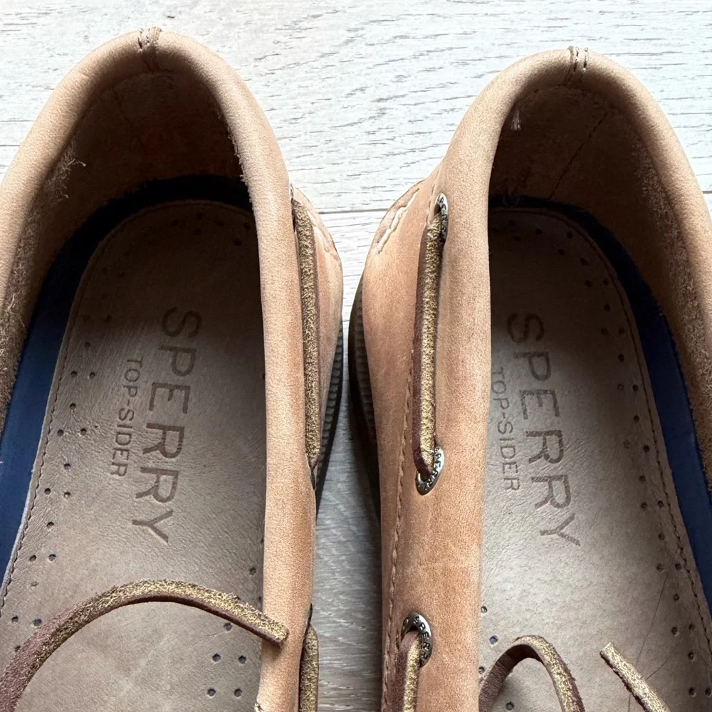 Sperry Authentic Original Sahara Boat Shoes Men’s 10 Leather Brown Deck Shoes - Picture 5 of 6